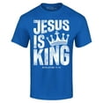 thumbnail image 1 of Shop4Ever Men's Jesus is King Revelation 17:14 Graphic T-shirt X-Large Royal Blue, 1 of 5