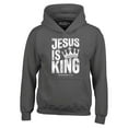 thumbnail image 1 of Shop4Ever Men's Jesus is King Revelation 17:14 Hooded Sweatshirt Hoodie XXX-Large Charcoal, 1 of 5