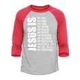 thumbnail image 1 of Shop4Ever Men's Jesus is My Everything My God, My Lord, My Savior Raglan Baseball Shirt XX-Large Heather Grey/Red, 1 of 4