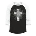 thumbnail image 1 of Shop4Ever Men's John 3:16 Bible Verse Cross  Raglan Baseball Shirt Medium Black/White, 1 of 4