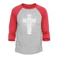 thumbnail image 1 of Shop4Ever Men's John 3:16 Bible Verse Cross  Raglan Baseball Shirt XXX-Large Heather Grey/Red, 1 of 4