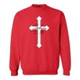 thumbnail image 1 of Shop4Ever Men's John 3:16 Bible Verse Script Cross Crewneck Sweatshirt X-Large Red, 1 of 5