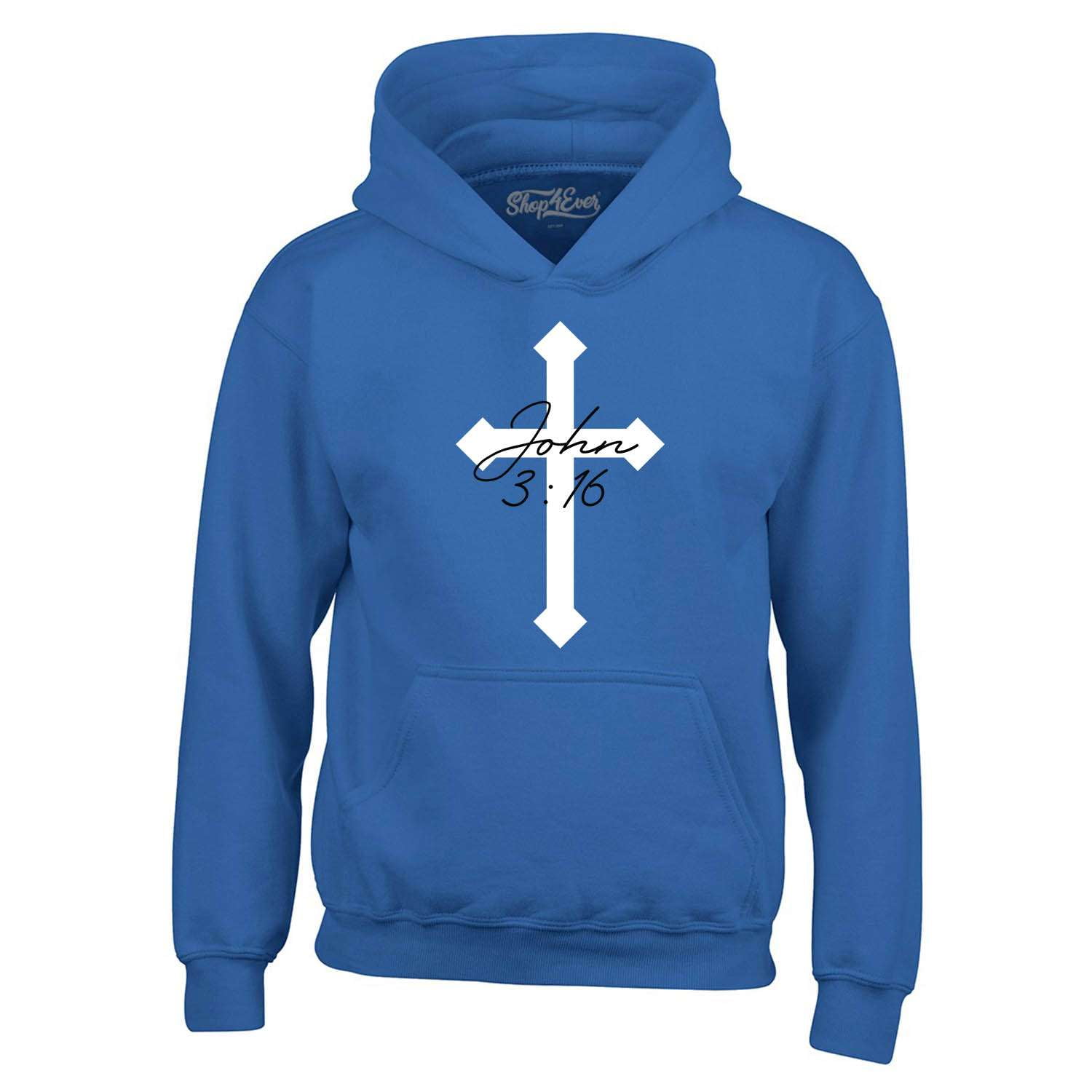 Shop4Ever Men's John 3:16 Bible Verse Script Cross Hooded