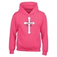 thumbnail image 1 of Shop4Ever Men's John 3:16 Bible Verse Script Cross Hooded Sweatshirt Hoodie X-Large Heliconia Pink, 1 of 5