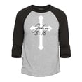 thumbnail image 1 of Shop4Ever Men's John 3:16 Bible Verse Script Cross Raglan Baseball Shirt X-Large Heather Grey/Black, 1 of 4