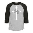 thumbnail image 1 of Shop4Ever Men's John 3:16 Bible Verse Script Cross Raglan Baseball Shirt XXX-Large Heather Grey/Black, 1 of 4