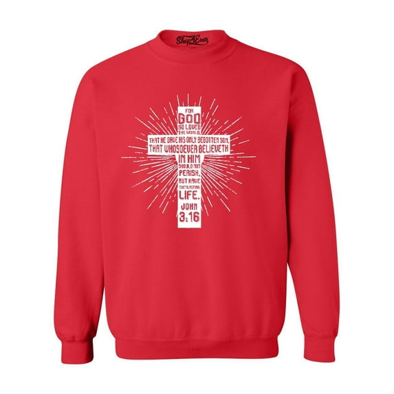Shop4Ever Men's John 3:16 Cross Crewneck Sweatshirt XX-Large Red