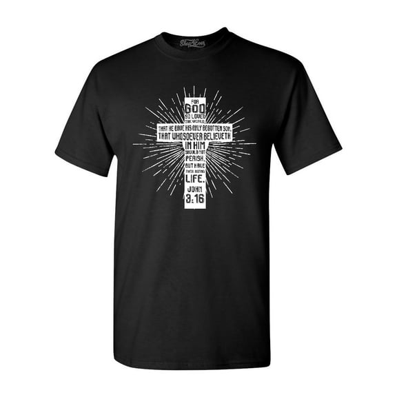 Shop4Ever Men's John 3:16 Cross Graphic T-shirt Small Black