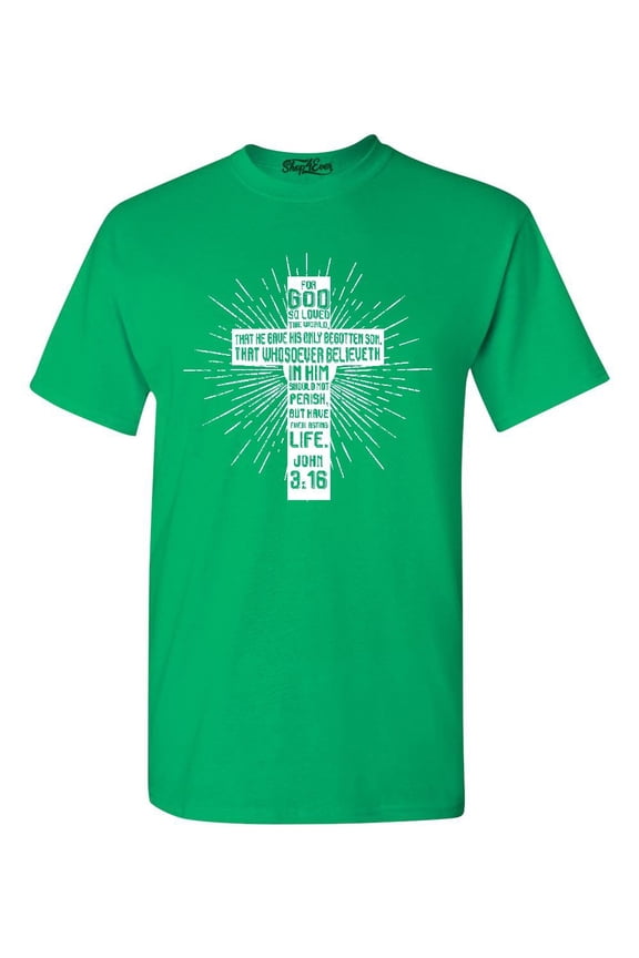 Men's John 3:16 Cross Graphic T-shirt XX-Large Irish Green
