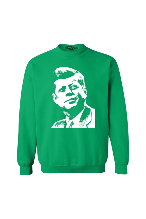 Men's John F. Kennedy JFK 1960's President American Icon Crewneck Sweatshirt Large Irish Green