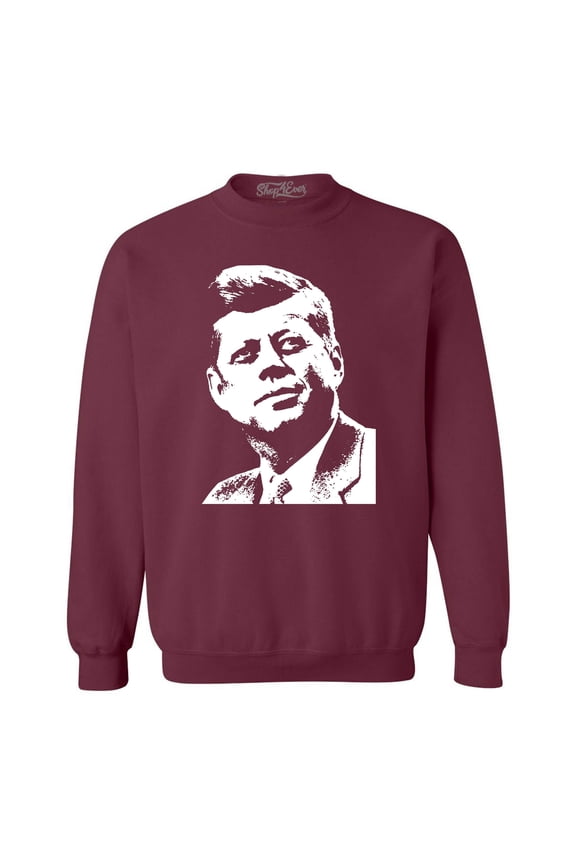 Men's John F. Kennedy JFK 1960's President American Icon Crewneck Sweatshirt Small Maroon