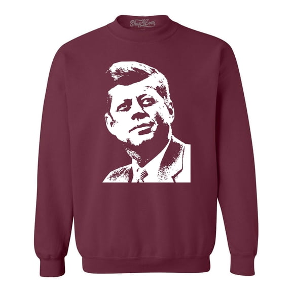 Shop4Ever Men's John F. Kennedy JFK 1960's President American Icon Crewneck Sweatshirt X-Large Maroon