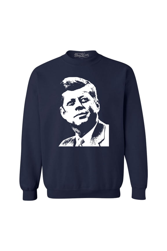 Men's John F. Kennedy JFK 1960's President American Icon Crewneck Sweatshirt X-Large Navy