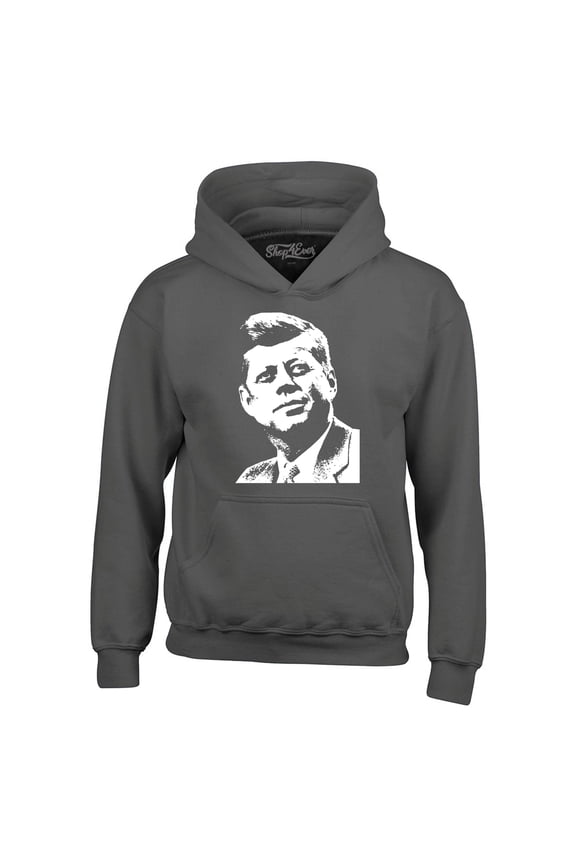 Men's John F. Kennedy JFK 1960's President American Icon Hooded Sweatshirt Hoodie Small Charcoal