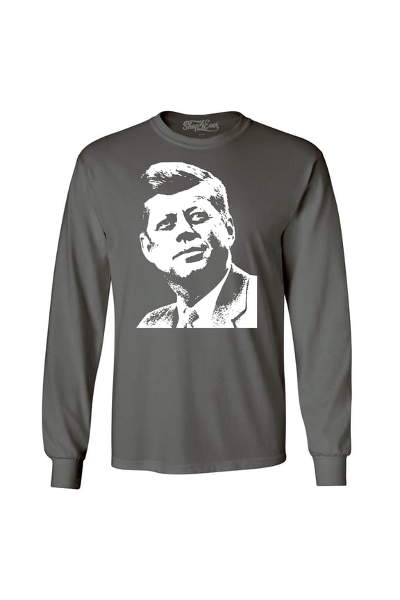 Men's John F. Kennedy JFK 1960's President American Icon Long Sleeve Shirt Small Charcoal
