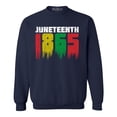 thumbnail image 1 of Shop4Ever Men's Juneteenth 1865 Dripping June 19th Crewneck Sweatshirt Small Navy, 1 of 5