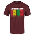 thumbnail image 1 of Shop4Ever Men's Juneteenth 1865 Dripping June 19th Graphic T-shirt Small Maroon, 1 of 5