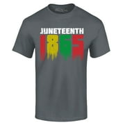 Shop4Ever Mens Juneteenth 1865 Dripping June 19th Graphic T-shirt X-Large Charcoal