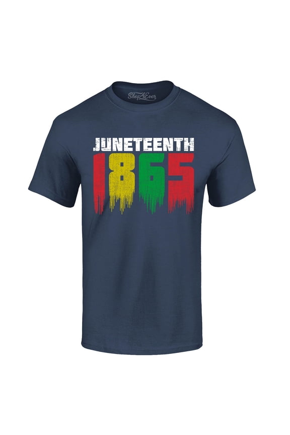 Men's Juneteenth 1865 Dripping June 19th Graphic T-shirt X-Large Navy