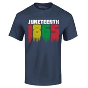 Shop4Ever Mens Juneteenth 1865 Dripping June 19th Graphic T-shirt -Large Navy