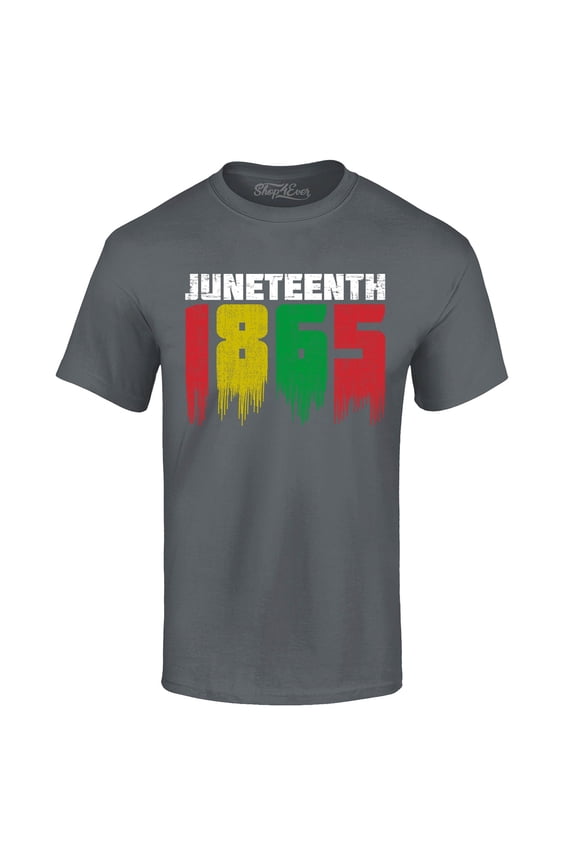 Men's Juneteenth 1865 Dripping June 19th Graphic T-shirt XXXX-Large Charcoal