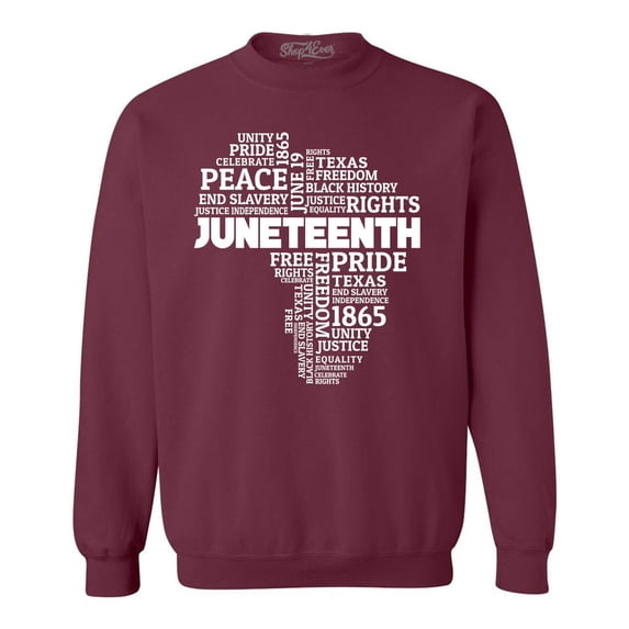 Shop4Ever Men's Juneteenth Africa Word Cloud Montage Crewneck Sweatshirt XXX-Large Maroon