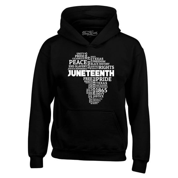 Shop4Ever Men's Juneteenth Africa Word Cloud Montage Hooded Sweatshirt Hoodie XXXX-Large Black
