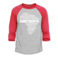 thumbnail image 1 of Shop4Ever Men's Juneteenth Africa Word Cloud Montage Raglan Baseball Shirt XX-Large Heather Grey/Red, 1 of 4
