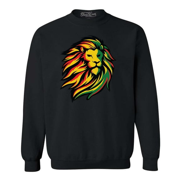 Shop4Ever Men's Juneteenth African History Lion Crewneck Sweatshirt Small Black