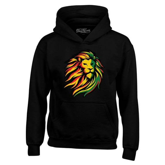 Shop4Ever Men's Juneteenth African History Lion Hooded Sweatshirt Hoodie XXXXX-Large Black