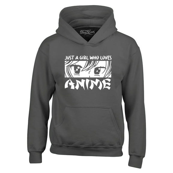 Shop4Ever Men's Just A Girl Who Loves Anime Hooded Sweatshirt Hoodie X-Large Charcoal