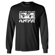 Shop4Ever Men's Just A Girl Who Loves Anime Long Sleeve Shirt X-Large Black