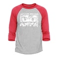 thumbnail image 1 of Shop4Ever Men's Just A Girl Who Loves Anime Raglan Baseball Shirt X-Small Heather Grey/Red, 1 of 4