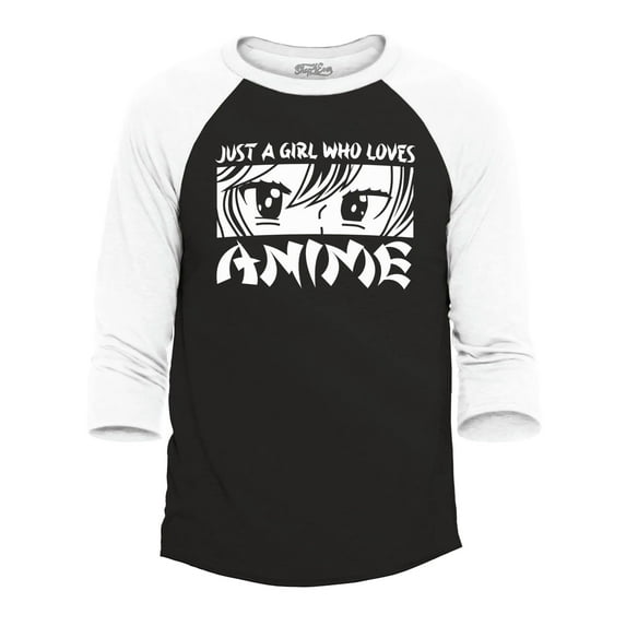 Shop4Ever Men's Just A Girl Who Loves Anime Raglan Baseball Shirt XXX-Large Black/White