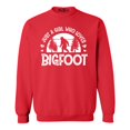 thumbnail image 1 of Shop4Ever Men's Just A Girl Who Loves Bigfoot Crewneck Sweatshirt Small Red, 1 of 5
