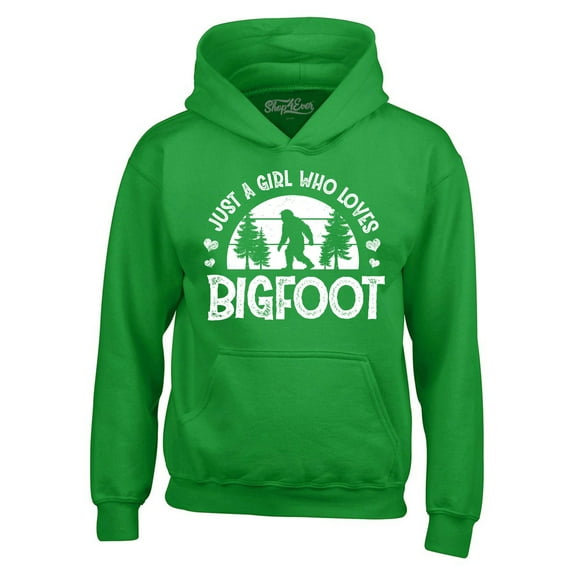Shop4Ever Men's Just A Girl Who Loves Bigfoot Hooded Sweatshirt Hoodie XX-Large Irish Green