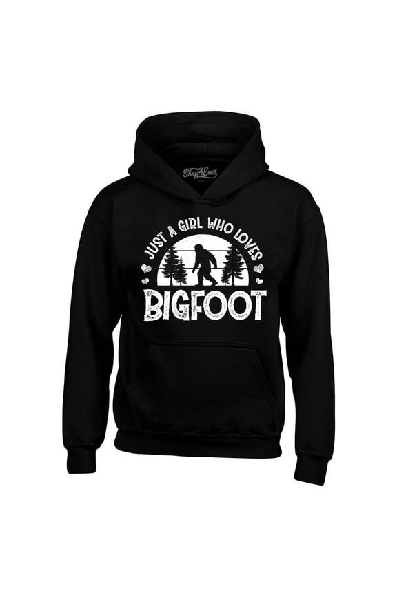 Men's Just A Girl Who Loves Bigfoot Hooded Sweatshirt Hoodie XXXX-Large Black
