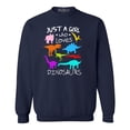 thumbnail image 1 of Shop4Ever Men's Just A Girl Who Loves Dinosaurs Dino Crewneck Sweatshirt Large Navy, 1 of 5