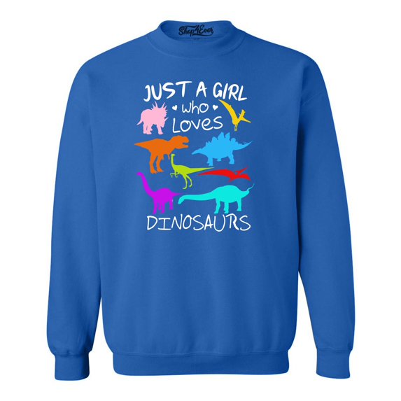 Shop4Ever Men's Just A Girl Who Loves Dinosaurs Dino Crewneck Sweatshirt XXX-Large Royal Blue