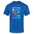 thumbnail image 1 of Shop4Ever Men's Just A Girl Who Loves Dinosaurs Dino Graphic T-shirt Small Royal Blue, 1 of 5