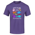 thumbnail image 1 of Shop4Ever Men's Just A Girl Who Loves Dinosaurs Dino Graphic T-shirt XXX-Large Purple, 1 of 5