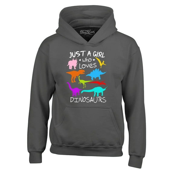 Shop4Ever Men's Just A Girl Who Loves Dinosaurs Dino Hooded Sweatshirt Hoodie XX-Large Charcoal