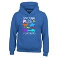 thumbnail image 1 of Shop4Ever Men's Just A Girl Who Loves Dinosaurs Dino Hooded Sweatshirt Hoodie XXX-Large Royal Blue, 1 of 5