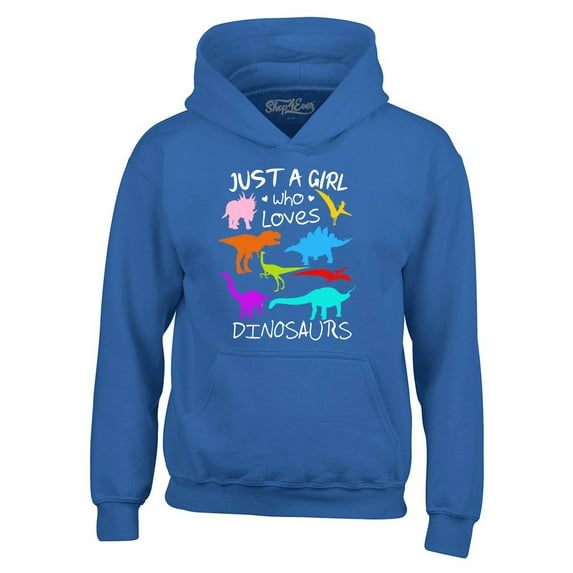 Shop4Ever Men's Just A Girl Who Loves Dinosaurs Dino Hooded Sweatshirt Hoodie XXX-Large Royal Blue