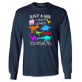 thumbnail image 1 of Shop4Ever Men's Just A Girl Who Loves Dinosaurs Dino Long Sleeve Shirt Large Navy, 1 of 5