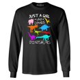 thumbnail image 1 of Shop4Ever Men's Just A Girl Who Loves Dinosaurs Dino Long Sleeve Shirt Medium Black, 1 of 5
