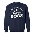 thumbnail image 1 of Shop4Ever Men's Just A Girl Who Loves Dogs Crewneck Sweatshirt X-Large Navy, 1 of 5