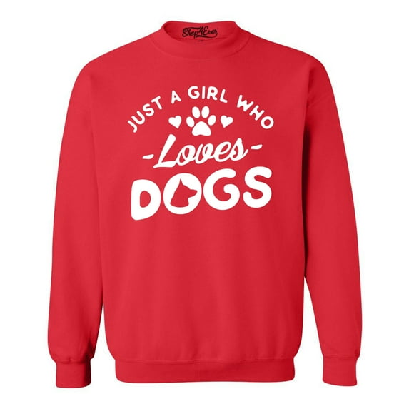 Shop4Ever Men's Just A Girl Who Loves Dogs Crewneck Sweatshirt X-Large Red
