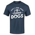 thumbnail image 1 of Shop4Ever Men's Just A Girl Who Loves Dogs Graphic T-shirt Medium Navy, 1 of 5