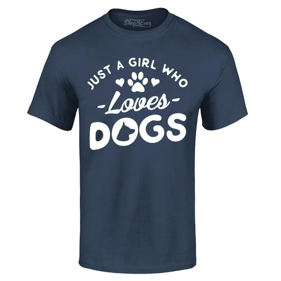 Shop4Ever Men's Just A Girl Who Loves Dogs Graphic T-shirt Medium Navy
